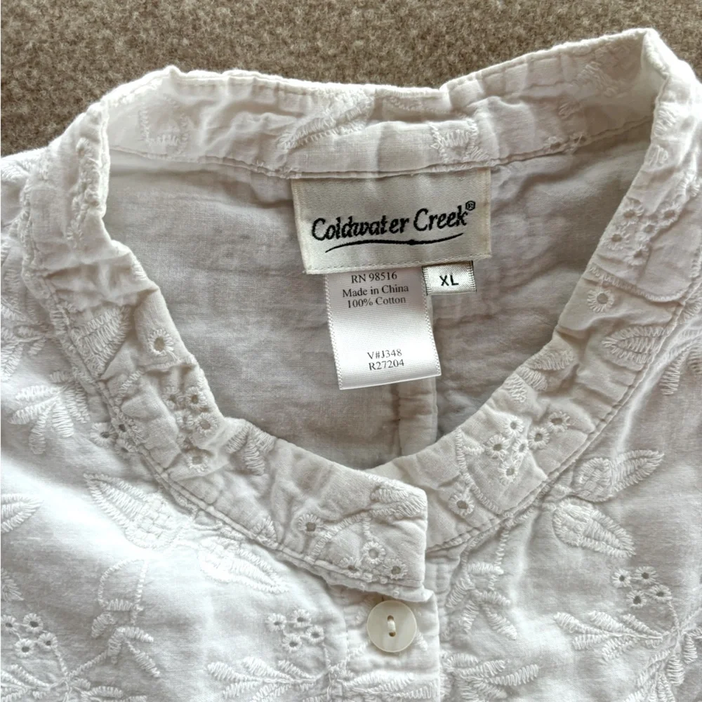 Vintage Cotton Eyelet Peasant Blouse - Picture 2 of 6